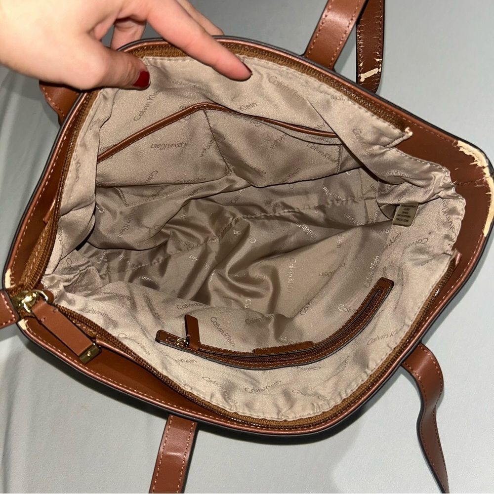 Calvin Klein Navy Blue & Brown Leather Purse​​ - Picture 7 of 11